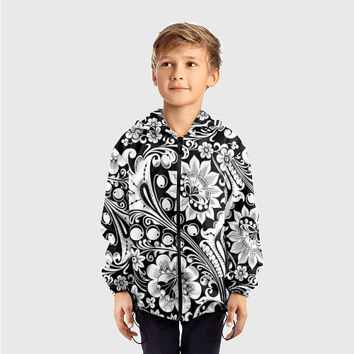 Детская ветровка Хохлома черно-белая / 3D-Черный – фото 3