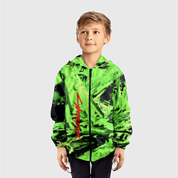 Ветровка с капюшоном детская Cyberpunk 2077: Green Breaks, цвет: 3D-черный — фото 2