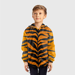 Ветровка с капюшоном детская Шкура тигра, цвет: 3D-черный — фото 2