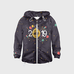 Ветровка с капюшоном детская 2019 New Year, цвет: 3D-белый