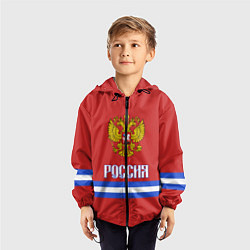 Ветровка с капюшоном детская Хоккей: Россия, цвет: 3D-черный — фото 2