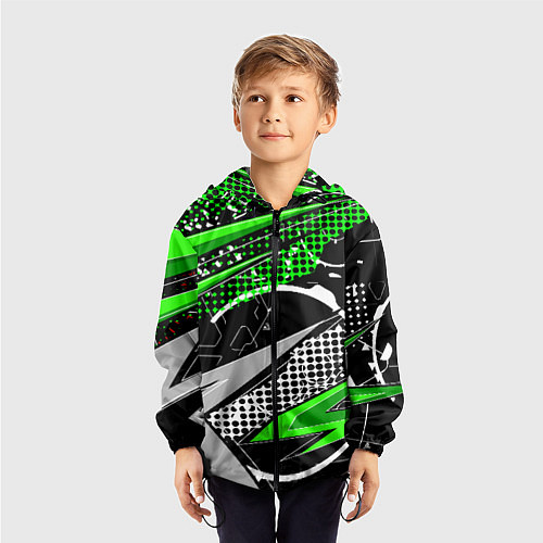 Детская ветровка Black and green corners / 3D-Черный – фото 3