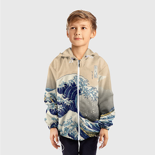 Детская ветровка Kanagawa Wave Art / 3D-Белый – фото 3