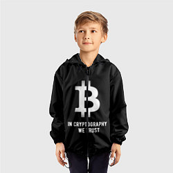 Ветровка с капюшоном детская Биткоин Криптовалюта, цвет: 3D-черный — фото 2