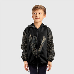 Ветровка с капюшоном детская Vikings bones logo, цвет: 3D-черный — фото 2