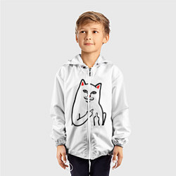 Ветровка с капюшоном детская Meme Cat, цвет: 3D-белый — фото 2