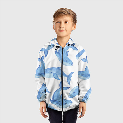 Детская ветровка Косяк китов / 3D-Черный – фото 3