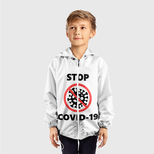 Детская ветровка STOP COVID-19 / 3D-Белый – фото 3