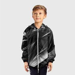 Ветровка с капюшоном детская GEOMETRY STRIPES BLACK & WHITE, цвет: 3D-белый — фото 2