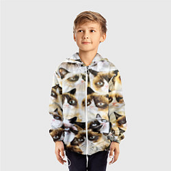 Ветровка с капюшоном детская КОТ МЕМ, цвет: 3D-белый — фото 2