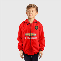 Ветровка с капюшоном детская Манчестер Юнайтед форма 2020, цвет: 3D-черный — фото 2
