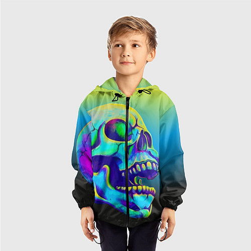 Детская ветровка Neon skull / 3D-Черный – фото 3