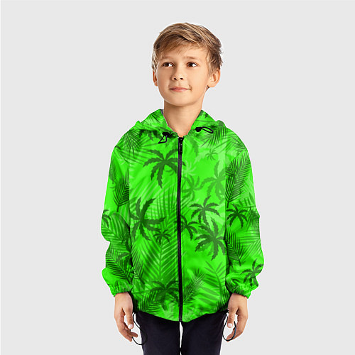 Детская ветровка ПАЛЬМЫ ЛЕТО TROPICAL / 3D-Черный – фото 3