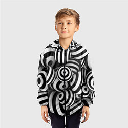 Ветровка с капюшоном детская Полосатые 3D круги, цвет: 3D-черный — фото 2