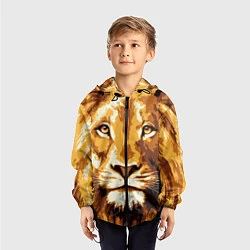 Ветровка с капюшоном детская Взгляд льва, цвет: 3D-черный — фото 2