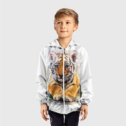 Ветровка с капюшоном детская Tiger Art, цвет: 3D-белый — фото 2