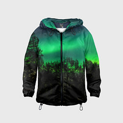 Ветровка с капюшоном детская Северное сияние, цвет: 3D-черный