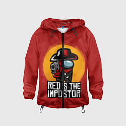 Ветровка с капюшоном детская Red Is The Impostor, цвет: 3D-черный