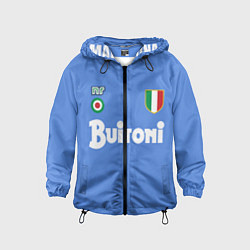 Ветровка с капюшоном детская Диего Марадона Наполи Ретро, цвет: 3D-черный
