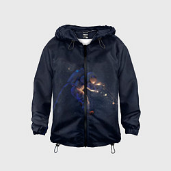 Ветровка с капюшоном детская Космонавт, цвет: 3D-черный