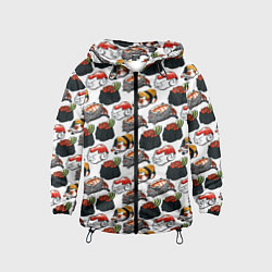 Ветровка с капюшоном детская Котики Суши, цвет: 3D-черный