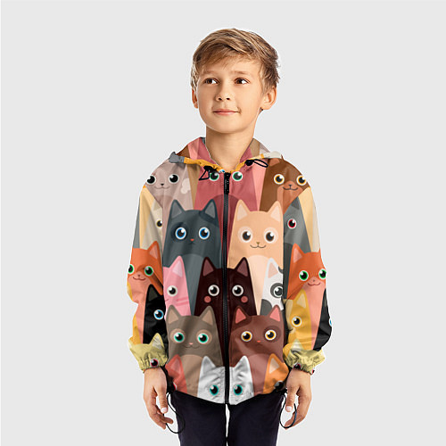 Детская ветровка Котики мультяшные / 3D-Черный – фото 3