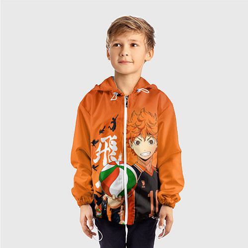 Детская ветровка ВОЛЕЙБОЛ!! HAIKYUU!! / 3D-Белый – фото 3