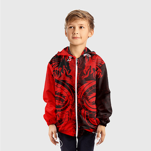 Детская ветровка BLACK RED DRAGONS TATOO / 3D-Белый – фото 3