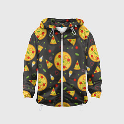 Ветровка с капюшоном детская Веганская пицца, цвет: 3D-белый