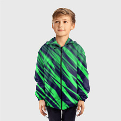 Ветровка с капюшоном детская Абстрактный дизайн ,,Зелень, цвет: 3D-черный — фото 2