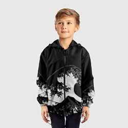 Ветровка с капюшоном детская Волна Канагава, цвет: 3D-черный — фото 2