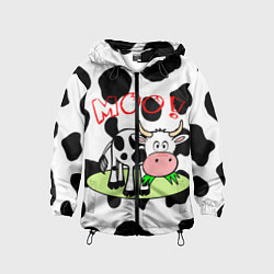 Ветровка с капюшоном детская Moo!, цвет: 3D-черный