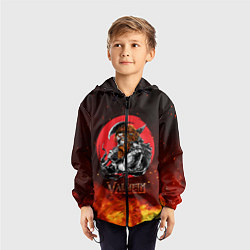 Ветровка с капюшоном детская Valheim огненный викинг, цвет: 3D-черный — фото 2