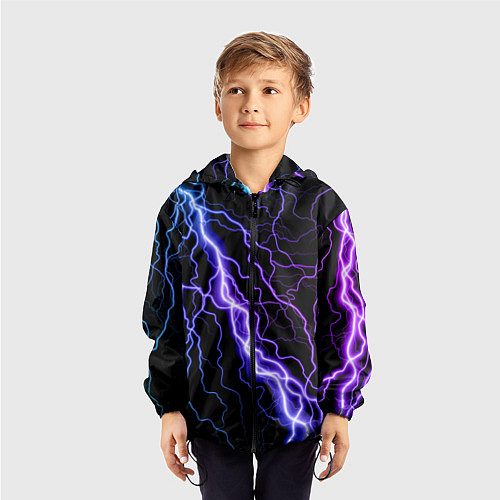 Детская ветровка НЕОНОВАЯ МОЛНИЯ ГРОЗА / 3D-Черный – фото 3