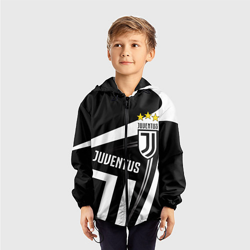 Детская ветровка JUVENTUS ЮВЕНТУС ПОЛОСЫ / 3D-Черный – фото 3