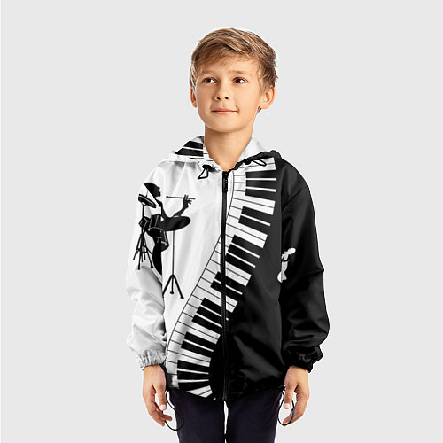 Детская ветровка Черно Белое пианино / 3D-Черный – фото 3