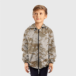 Ветровка с капюшоном детская Камуфляжный пиксель, цвет: 3D-черный — фото 2