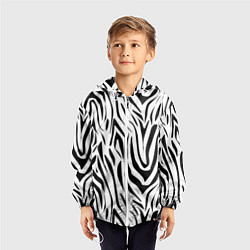 Ветровка с капюшоном детская Черно-белая зебра, цвет: 3D-белый — фото 2