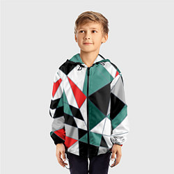 Ветровка с капюшоном детская Абстрактный геометрический, цвет: 3D-черный — фото 2