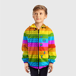 Ветровка с капюшоном детская POP it вертикальная надпись, цвет: 3D-черный — фото 2