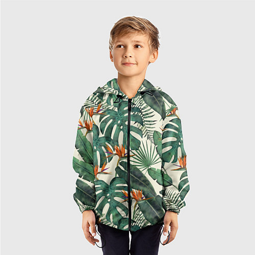 Детская ветровка Тропический паттерн / 3D-Черный – фото 3