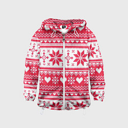 Ветровка с капюшоном детская Новогодний уют, цвет: 3D-белый