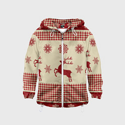 Ветровка с капюшоном детская Олени, цвет: 3D-белый