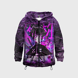 Ветровка с капюшоном детская Cyberpunk Samurai Anime, цвет: 3D-черный