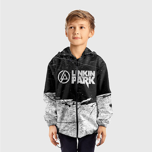 Детская ветровка Линкин Парк Лого Рок ЧБ Linkin Park Rock / 3D-Черный – фото 3