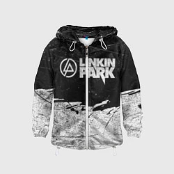 Ветровка с капюшоном детская Линкин Парк Лого Рок ЧБ Linkin Park Rock, цвет: 3D-белый