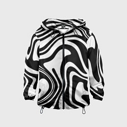 Ветровка с капюшоном детская Черно-белые полосы Black and white stripes, цвет: 3D-черный
