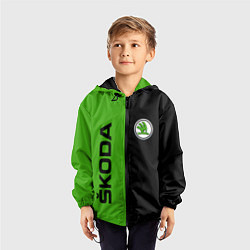 Ветровка с капюшоном детская SKODA черно-зеленый, цвет: 3D-черный — фото 2