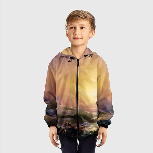 Детская ветровка Шторм в море девятый вал / 3D-Черный – фото 3