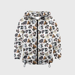 Ветровка с капюшоном детская Разные Породы Собак, цвет: 3D-черный